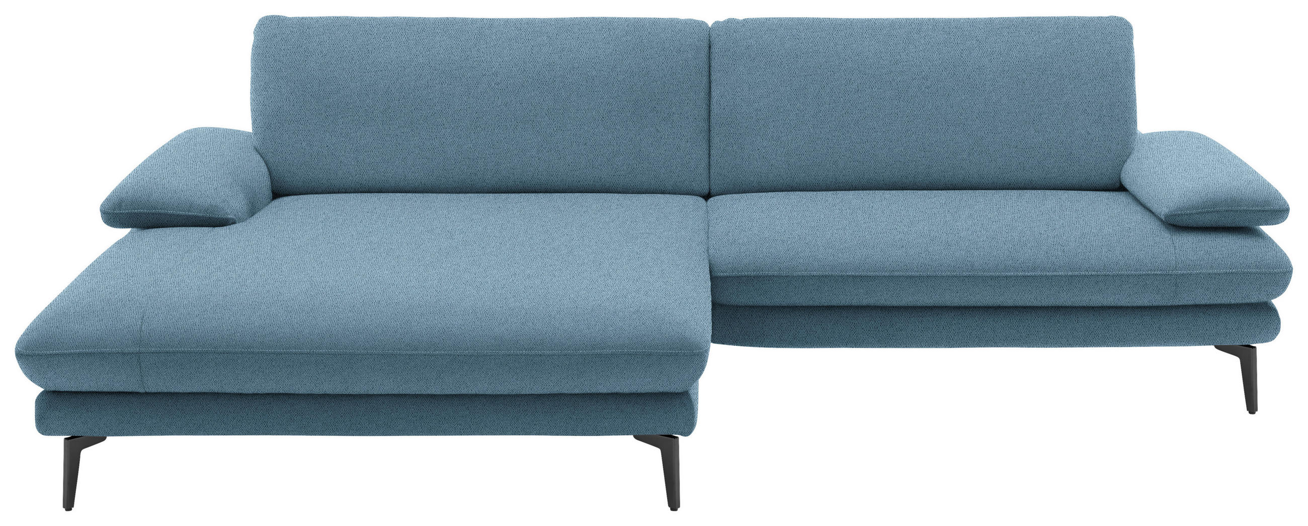 ECKSOFA in Webstoff Blau  - Blau/Schwarz, Design, Textil/Metall (184/284cm) - Dieter Knoll