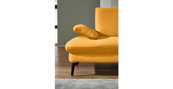 ECKSOFA in Chenille, Mikrofaser Currygelb  - Currygelb/Schwarz, Design, Textil/Metall (299/157cm) - Dieter Knoll