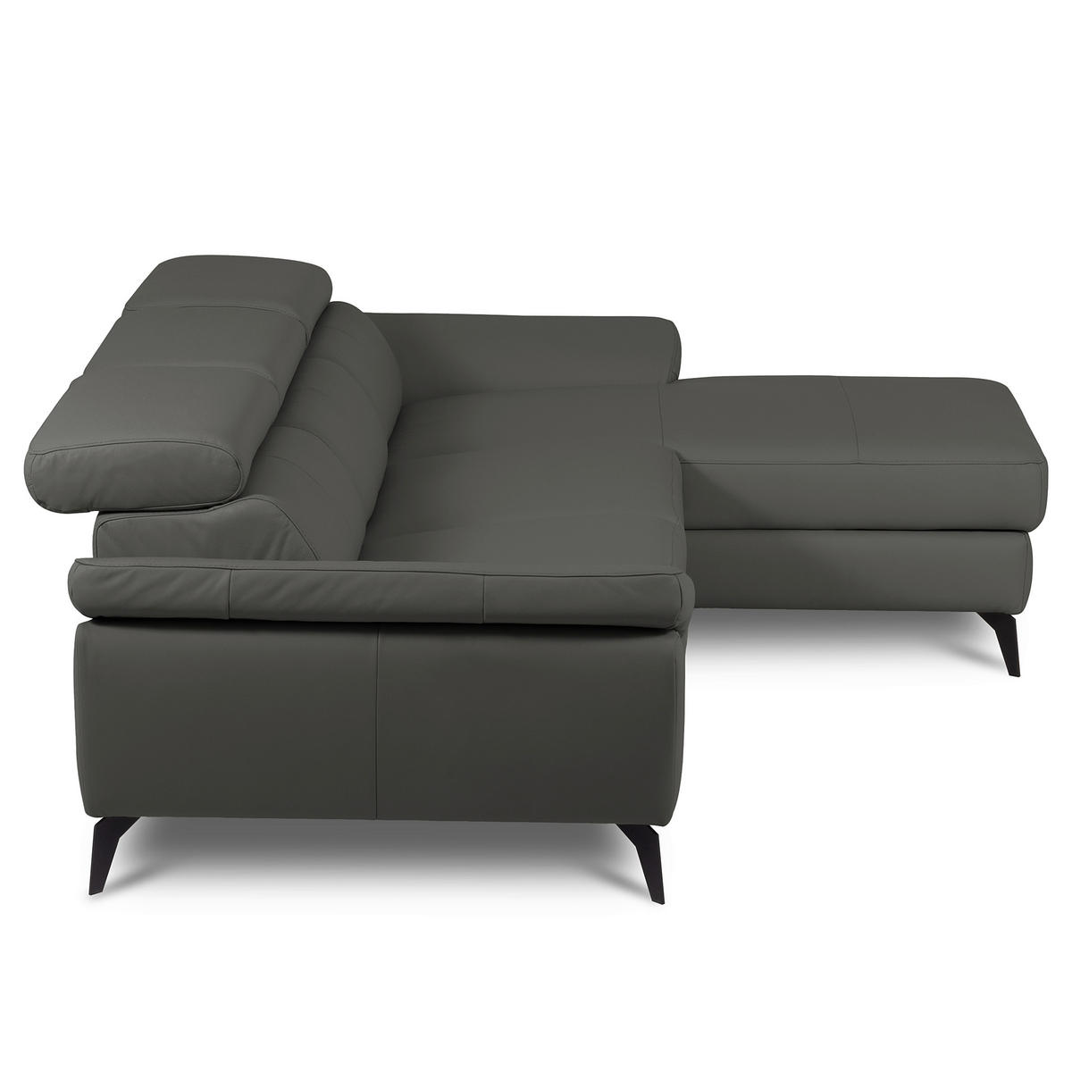 ECKSOFA  in Lederlook Echtleder Anthrazit  - Anthrazit/Schwarz, Design, Leder/Textil (252/179cm) - Livetastic