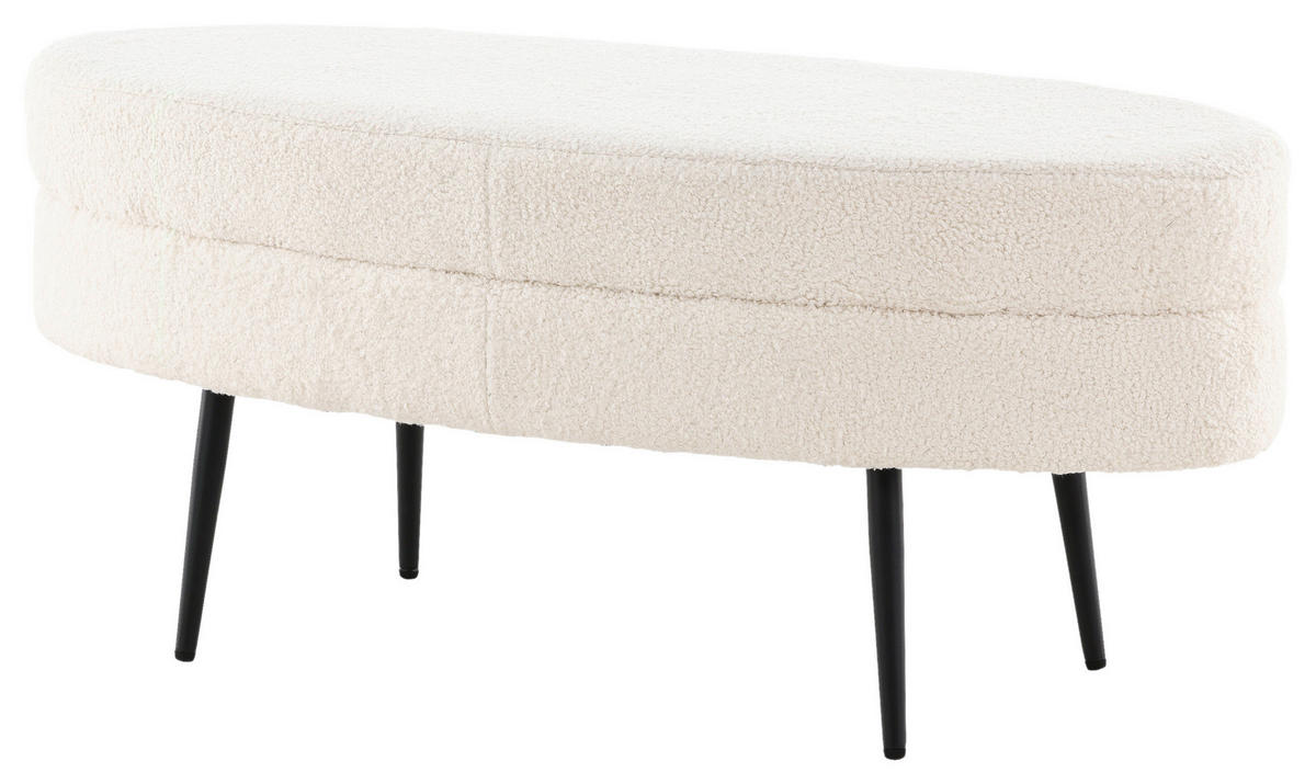 HOCKERBANK 100/41/40 cm Teddystoff Weiß, Schwarz Metall  - Schwarz/Weiß, Design, Textil/Metall (100/41/40cm) - Livetastic