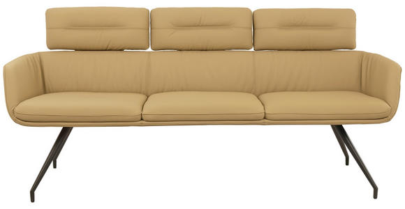 SITZBANK 200/91/70 cm Echtleder Schwarz, Karamell  - Karamell/Schwarz, Design, Leder/Metall (200/91/70cm) - Dieter Knoll