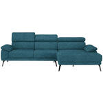 ECKSOFA in Velours Petrol  - Petrol/Schwarz, Design, Textil/Metall (295/187cm) - Novel