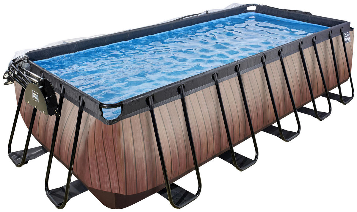 POOL-SET WOOD 540/250/122 cm  - Braun, KONVENTIONELL, Metall (540/250/122cm) - EXIT Toys