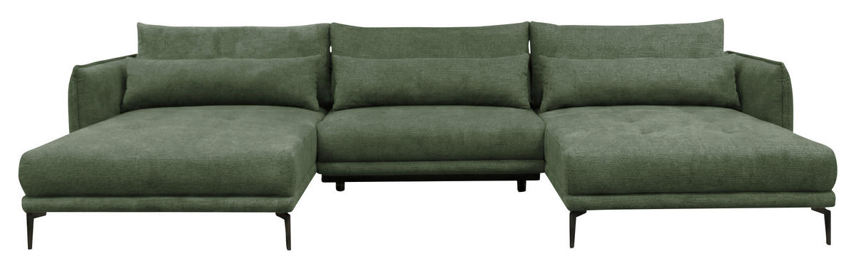 WOHNLANDSCHAFT LAGACY U in Flachgewebe Grün  - Schwarz/Grün, Design, Textil/Metall (193/368/193cm) - MID.YOU