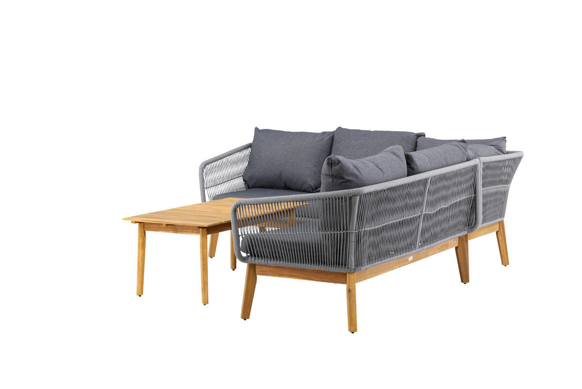 LOUNGEGARNITUR 2-teilig  210/160 cm  Akazie Aluminium  - Dunkelgrau/Grau, KONVENTIONELL, Holz/Kunststoff (210/160cm) - Gardenson