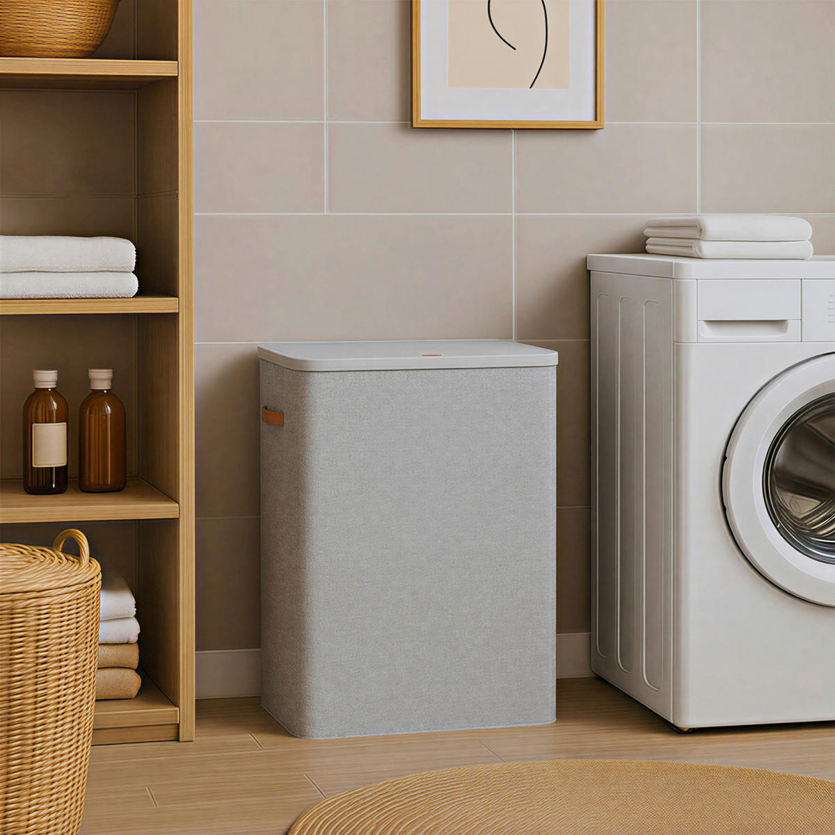 WÄSCHEKORB - Grau, Trend, Holzwerkstoff/Kunststoff (64/75/40cm) - Boxxx