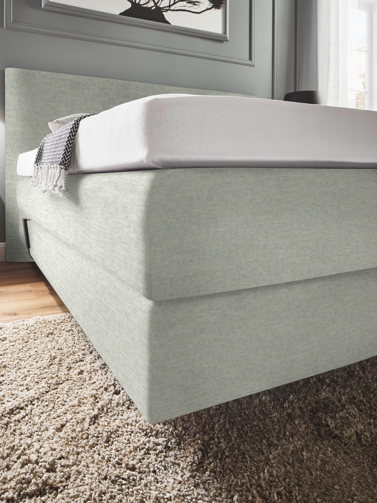 BOXSPRINGBETT 200/200 cm  in Hellgrau  - Hellgrau, KONVENTIONELL, Holz/Textil (200/200cm) - Dieter Knoll