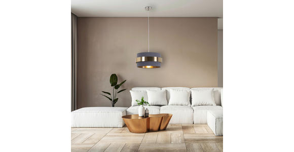 HÄNGELEUCHTE 37/120 cm  - Goldfarben/Grau, MODERN, Kunststoff/Textil (37/120cm) - Novel
