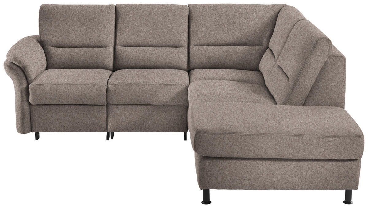 ECKSOFA in Flachgewebe Hellbraun  - Hellbraun/Schwarz, Modern, Textil/Metall (227/203cm) - Beldomo System