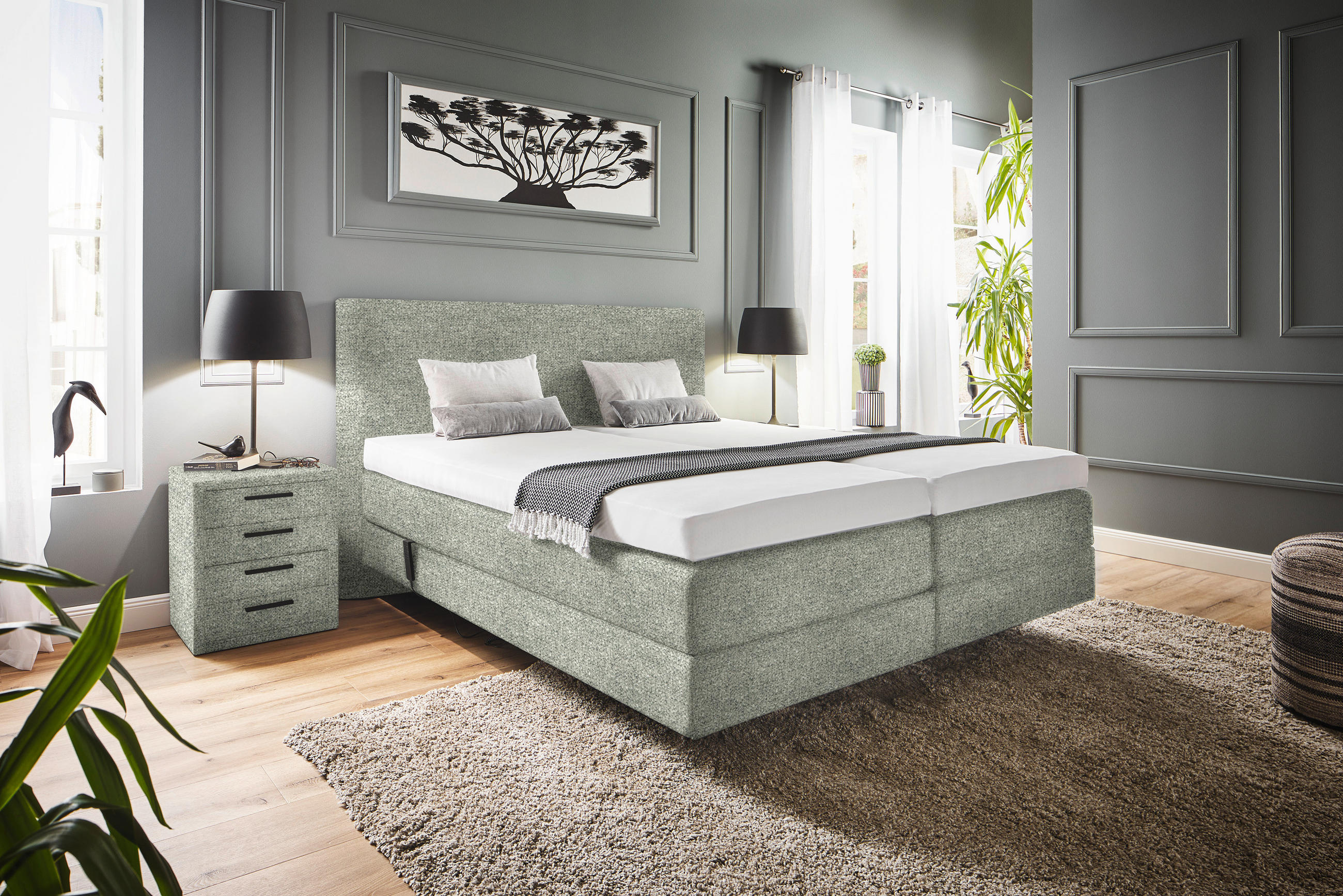 BOXSPRINGBETT 200/200 cm  in Beige  - Beige, KONVENTIONELL, Holz/Textil (200/200cm) - Dieter Knoll