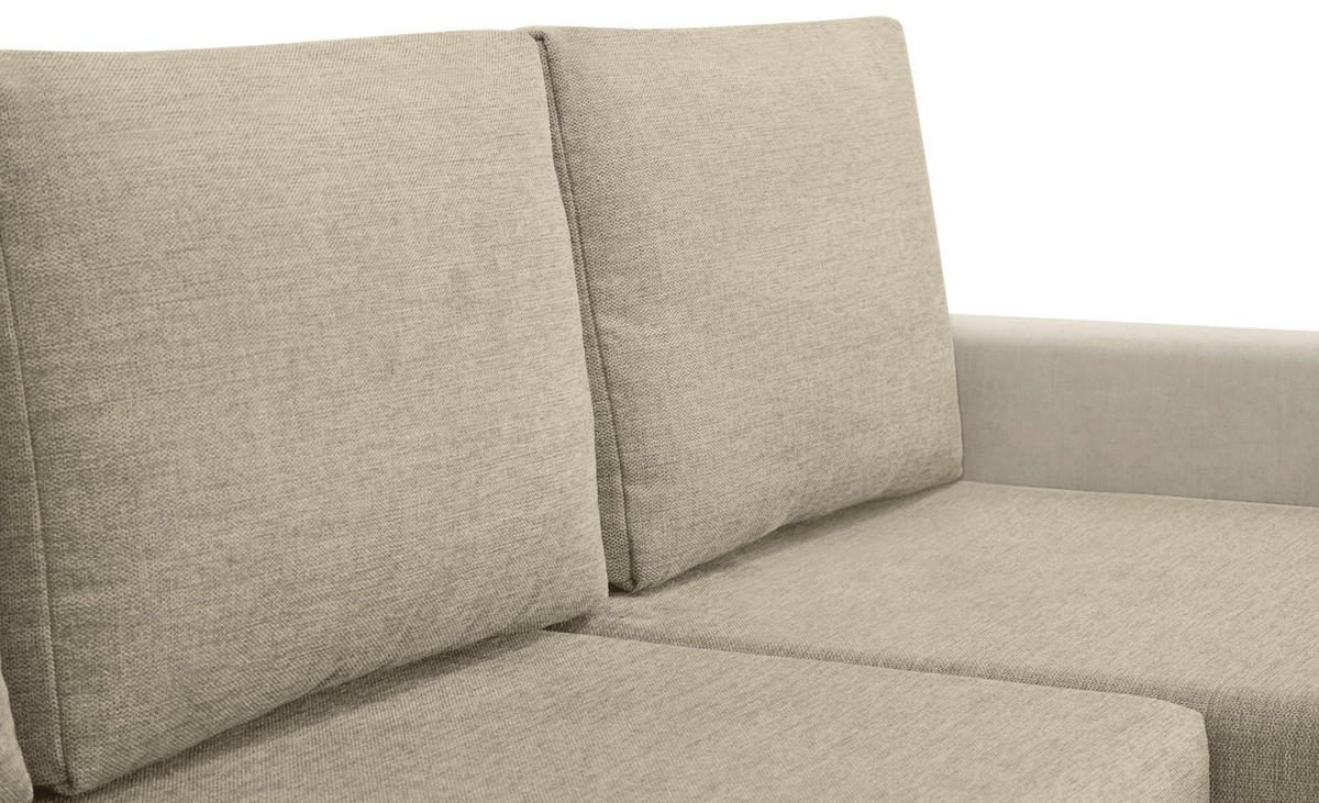 ECKSOFA Beige Flachgewebe, Struktur  - Beige/Schwarz, Design, Kunststoff/Textil (252/155cm) - Livetastic
