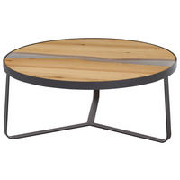 COUCHTISCH Wildeiche massiv 83/83/35 cm rund Anthrazit, Eichefarben  - Eichefarben/Anthrazit, Natur, Holz/Kunststoff (83/83/35cm) - Venjakob