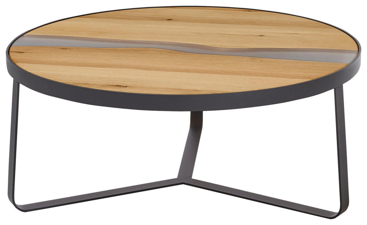 COUCHTISCH Wildeiche massiv 83/83/35 cm rund Anthrazit, Eichefarben  - Eichefarben/Anthrazit, Natur, Holz/Kunststoff (83/83/35cm) - Venjakob