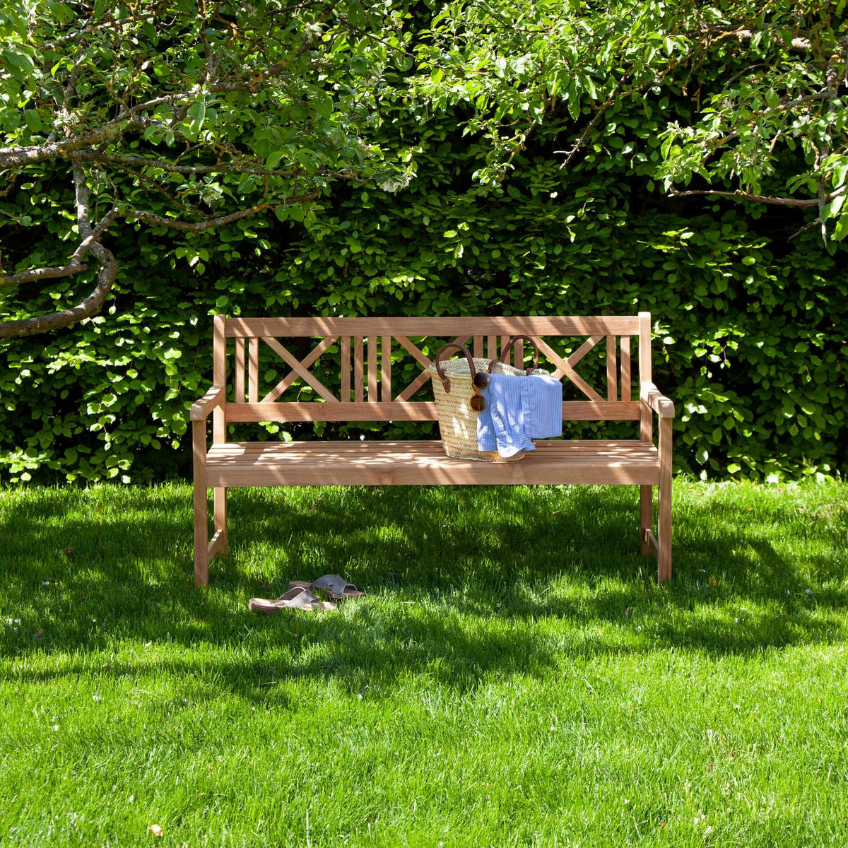 GARTENBANK 58/89/150 cm  in Naturfarben  - Naturfarben/Teakfarben, Natur, Holz (58/89/150cm) - Gardenson