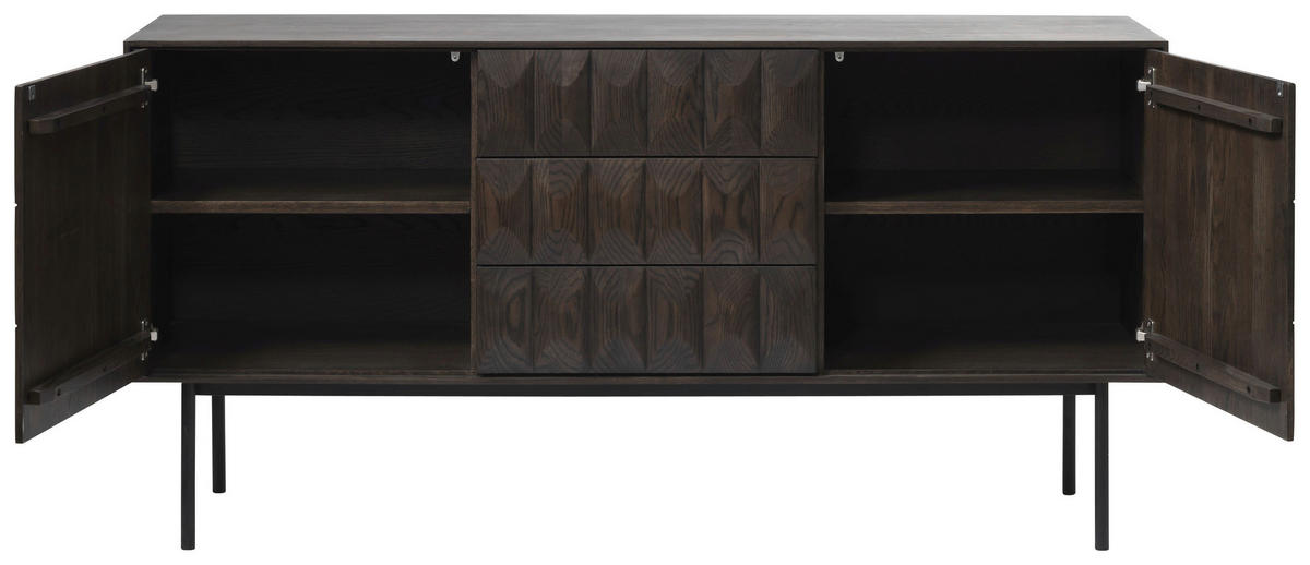 SIDEBOARD Dunkelbraun  160/79/45 cm  - Dunkelbraun/Schwarz, Trend, Holzwerkstoff/Metall (160/79/45cm) - Novel