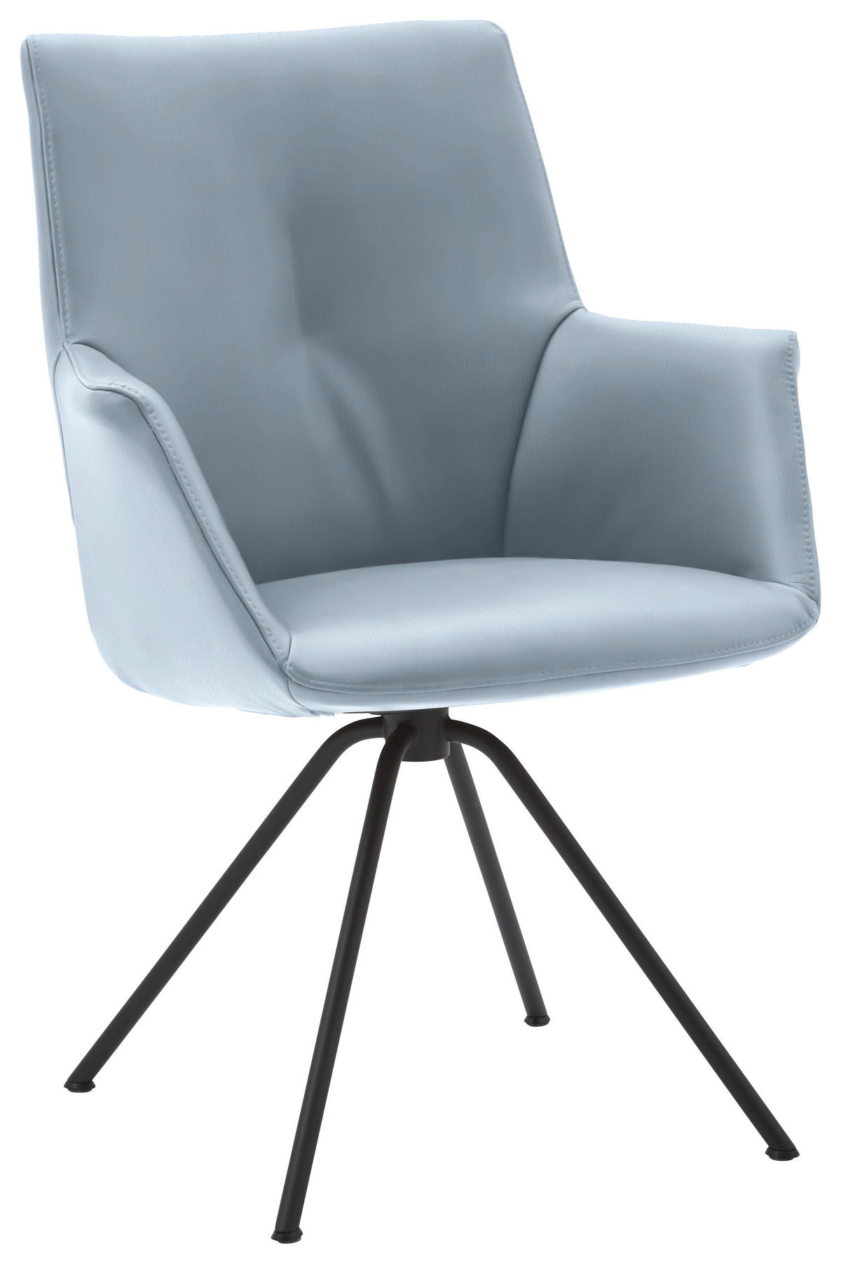 ARMLEHNSTUHL Stahl Echtleder pigmentiert  - Schwarz/Grau, Design, Leder/Metall (65/91/63cm) - Dieter Knoll