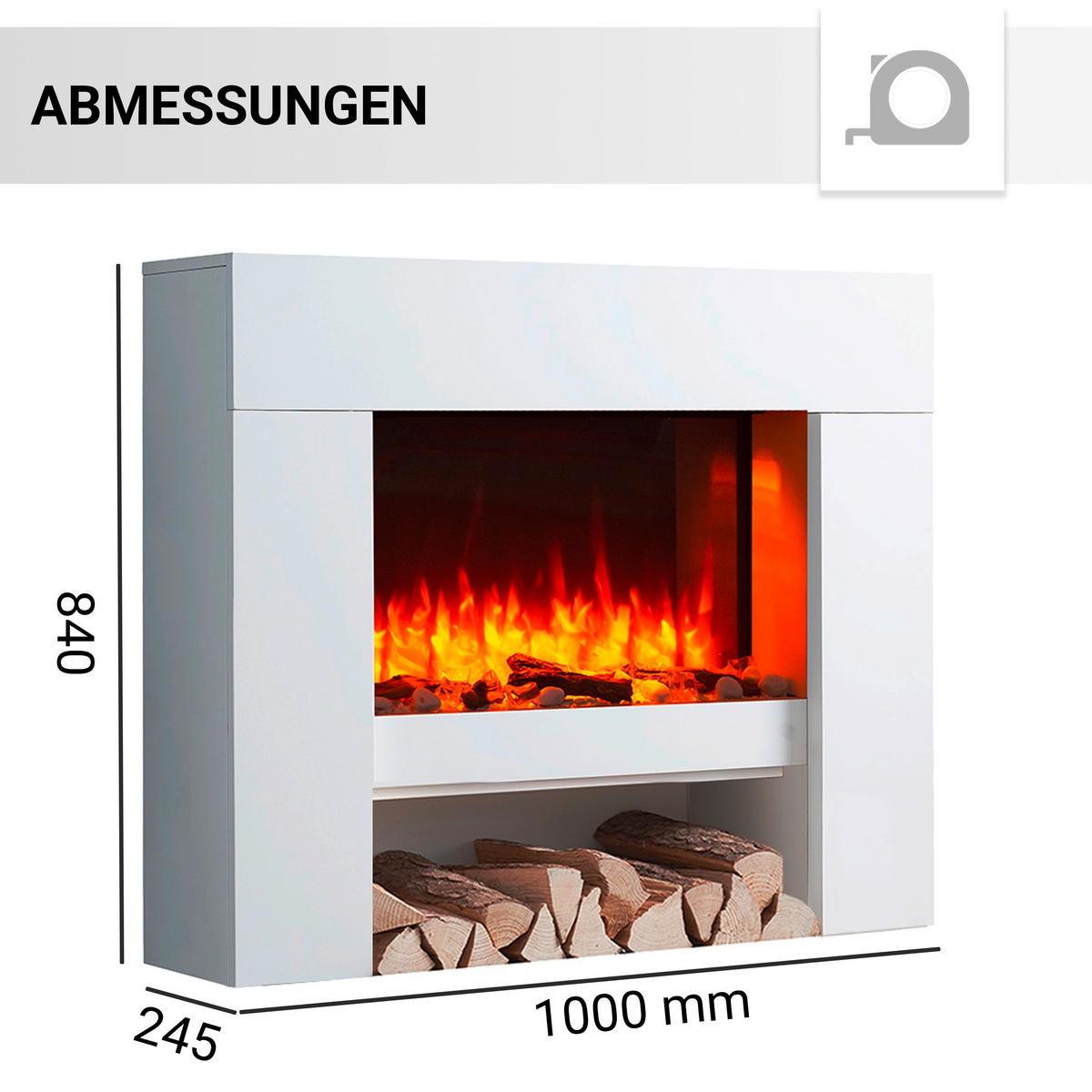 ELEKTROKAMIN - Weiß, Basics, Holzwerkstoff/Metall (100/83/28cm)