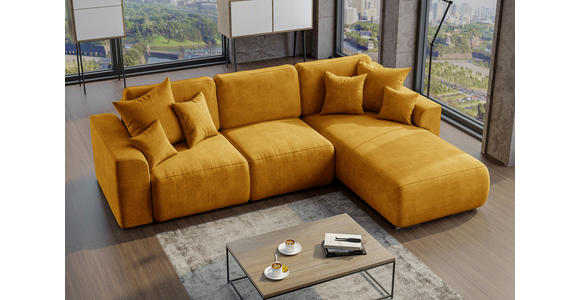 ECKSOFA Gelb Samt  - Chromfarben/Gelb, KONVENTIONELL, Kunststoff/Textil (293/195cm) - Carryhome