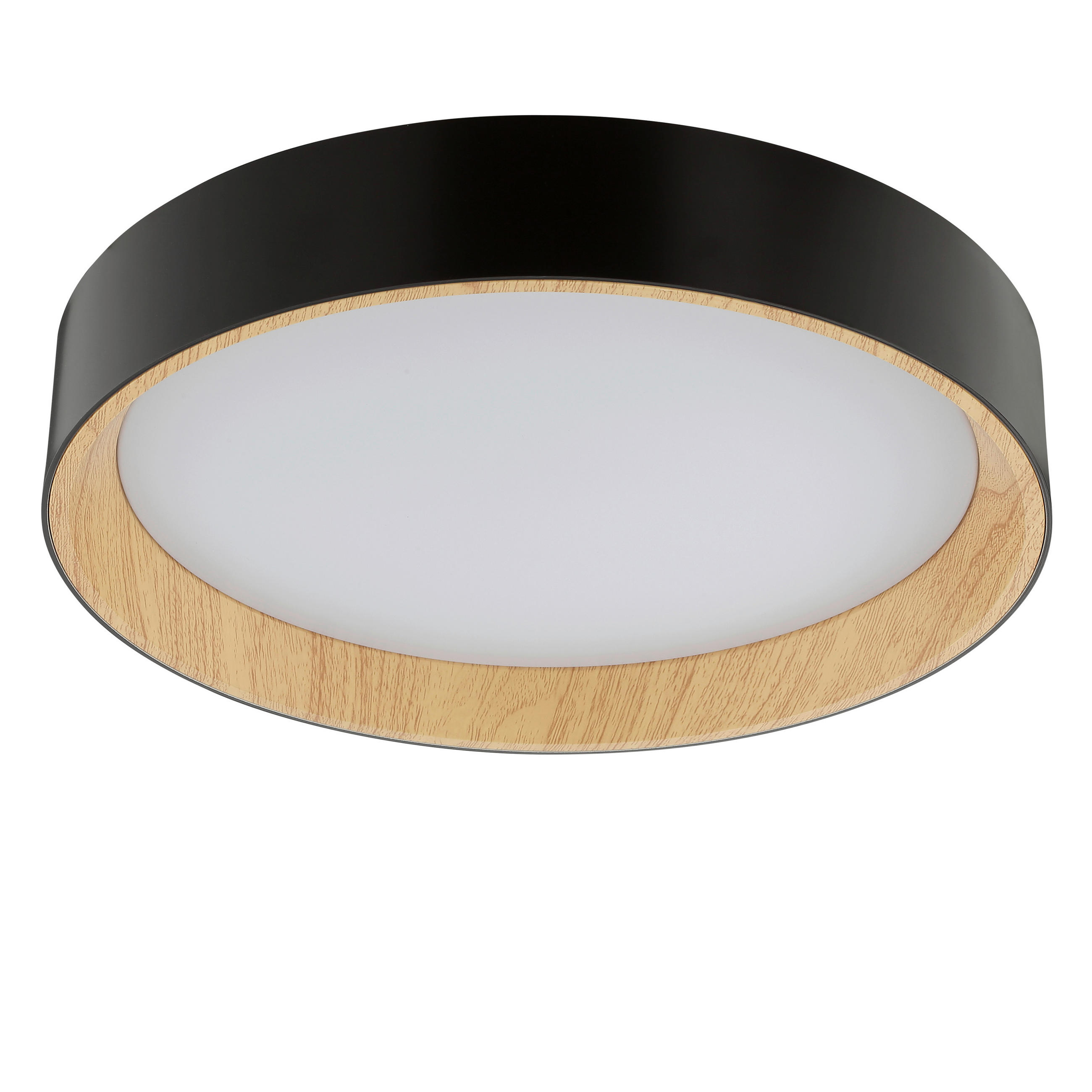 LED PLAFONJERA - boja bukve/crna, Osnovno, metal/plastika (39/7,7cm)
