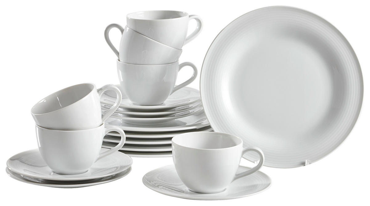 KAFFEESERVICE Weiß Beat 18-teilig  - Weiß, Basics, Keramik (43/24/18,1cm) - Seltmann Weiden