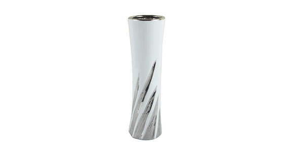 VASE 29,5 cm - Silberfarben/Weiß, Design, Keramik (8,5/29,5cm) - Ambia Home