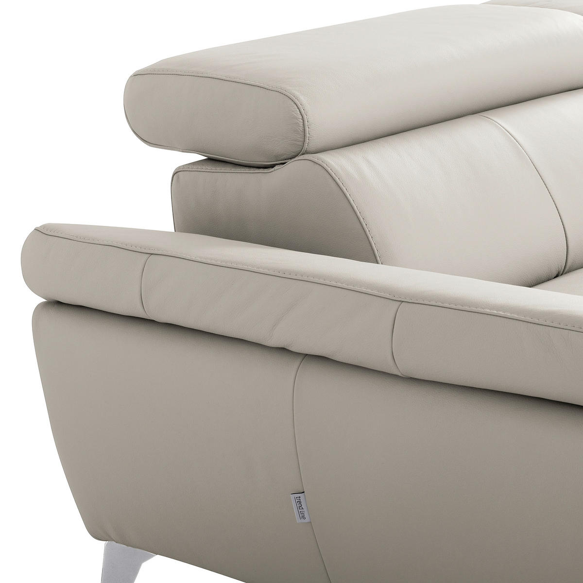 ECKSOFA Lederlook Echtleder Platinfarben  - Platinfarben/Chromfarben, Design, Leder/Textil (252/179cm) - Livetastic
