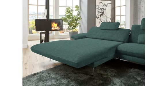 ECKSOFA in Velours Blau, Grün 184/284 cm - Blau/Schwarz, Design, Textil/Metall (184/284cm) - Dieter Knoll