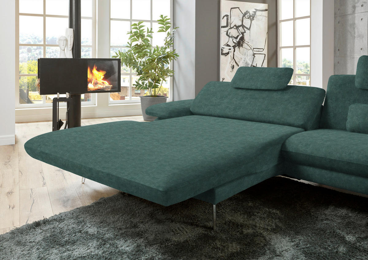 ECKSOFA in Velours Blau, Grün  - Blau/Schwarz, Design, Textil/Metall (184/284cm) - Dieter Knoll