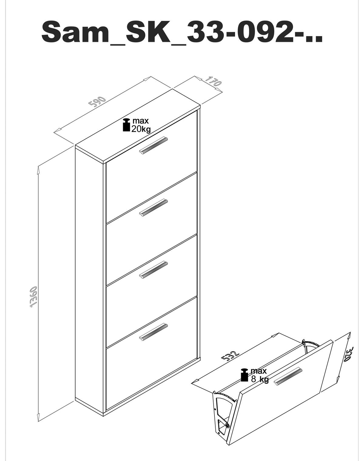 BILLENŐS CIPŐSSZEKRÉNY 59/136/17 cm  - kasmírszínű/fekete, Design, műanyag/faalapú anyag (59/136/17cm) - Carryhome