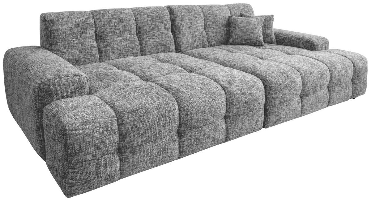 BIGSOFA in Struktur Silberfarben  - Silberfarben/Schwarz, MODERN, Kunststoff/Textil (304/87/155cm) - Livetastic