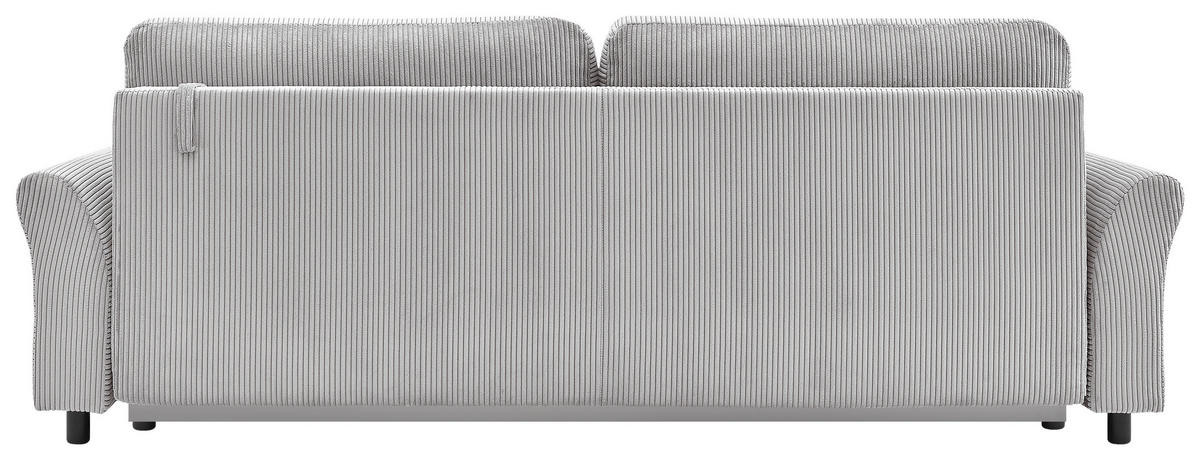 SCHLAFSOFA Malta Cord Hellgrau  inkl. Zierkissen, Rückenkissen, Bettkasten, Schlaffunktion, Rücken echt  - Hellgrau/Schwarz, Design, Textil (244/88/100cm) - P & B