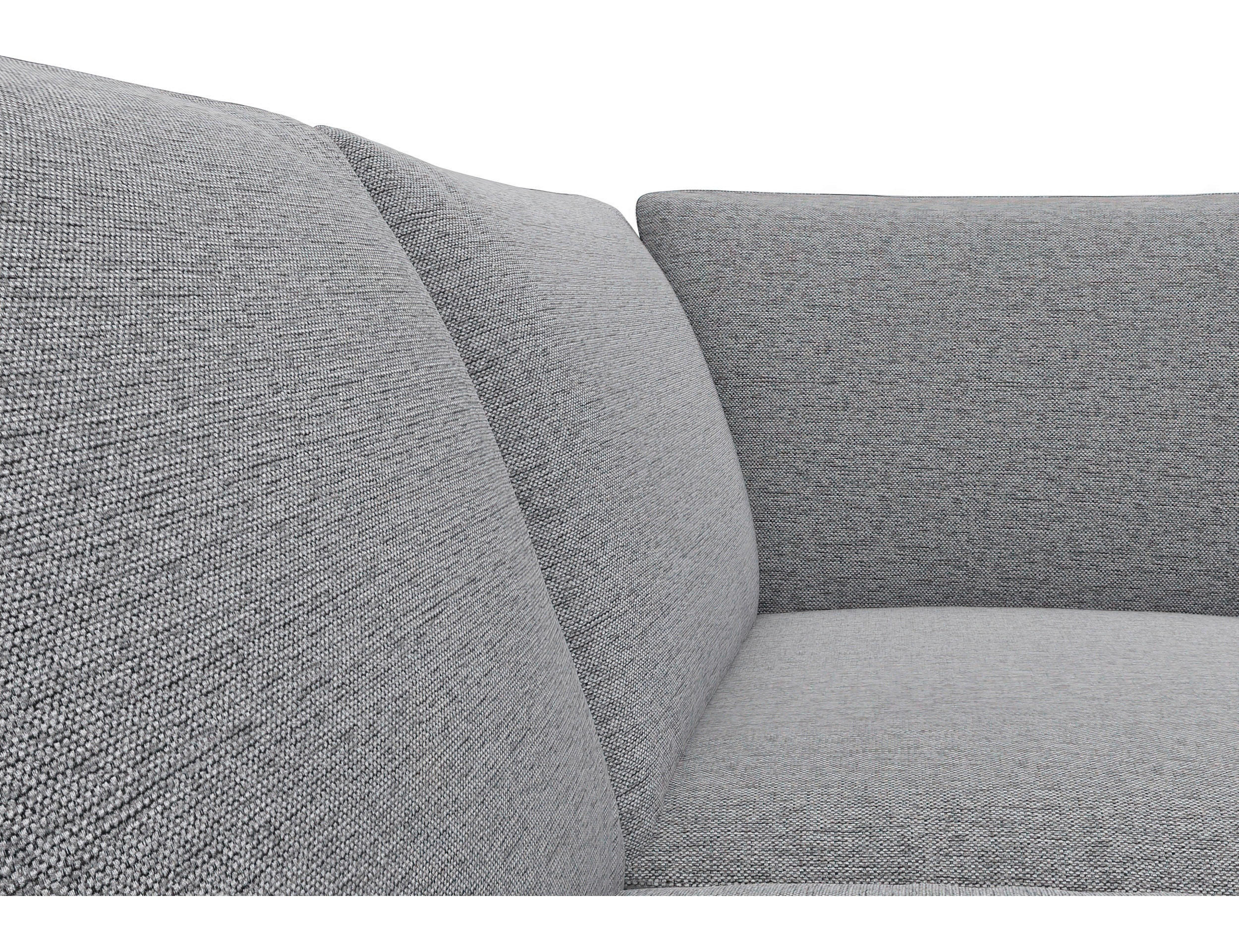ECKSOFA Hellgrau Chenille, Webstoff, Flachgewebe  - Hellgrau/Alufarben, Design, Textil/Metall (279/225cm) - Livetastic