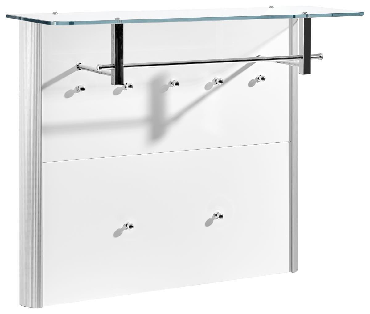 GARDEROBENPANEEL  in 96/78/33 cm  - Weiß Hochglanz/Alufarben, Design, Glas/Holzwerkstoff (96/78/33cm) - Moderano