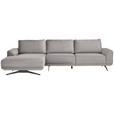 ECKSOFA in Webstoff Hellgrau  - Hellgrau/Schwarz, Design, Textil/Metall (172/320cm) - Valnatura