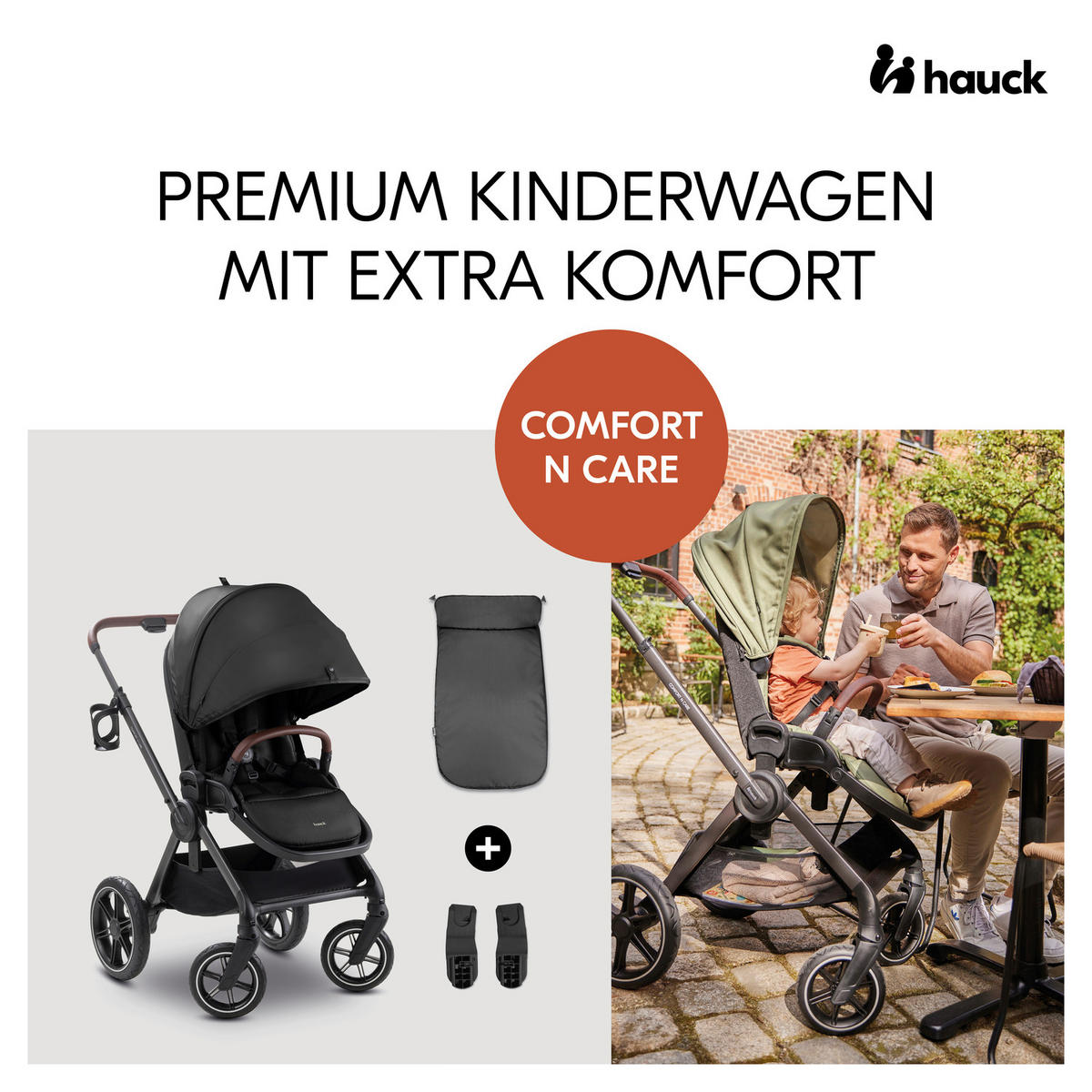 BUGGY Comfort N Care  - Anthrazit/Schwarz, Basics, Kunststoff/Textil (60/107/87,5cm) - Hauck
