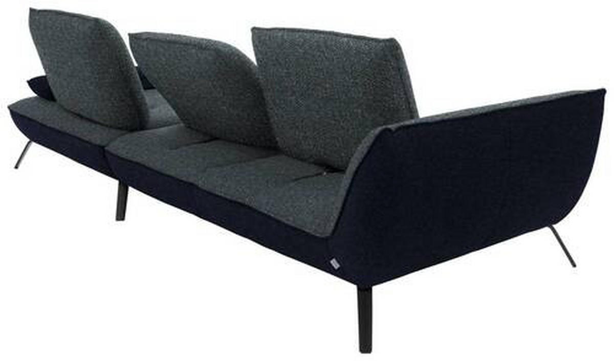 ECKSOFA in Flachgewebe Blaugrau  - Blaugrau/Schwarz, Design, Textil/Metall (301/191cm) - Moderano
