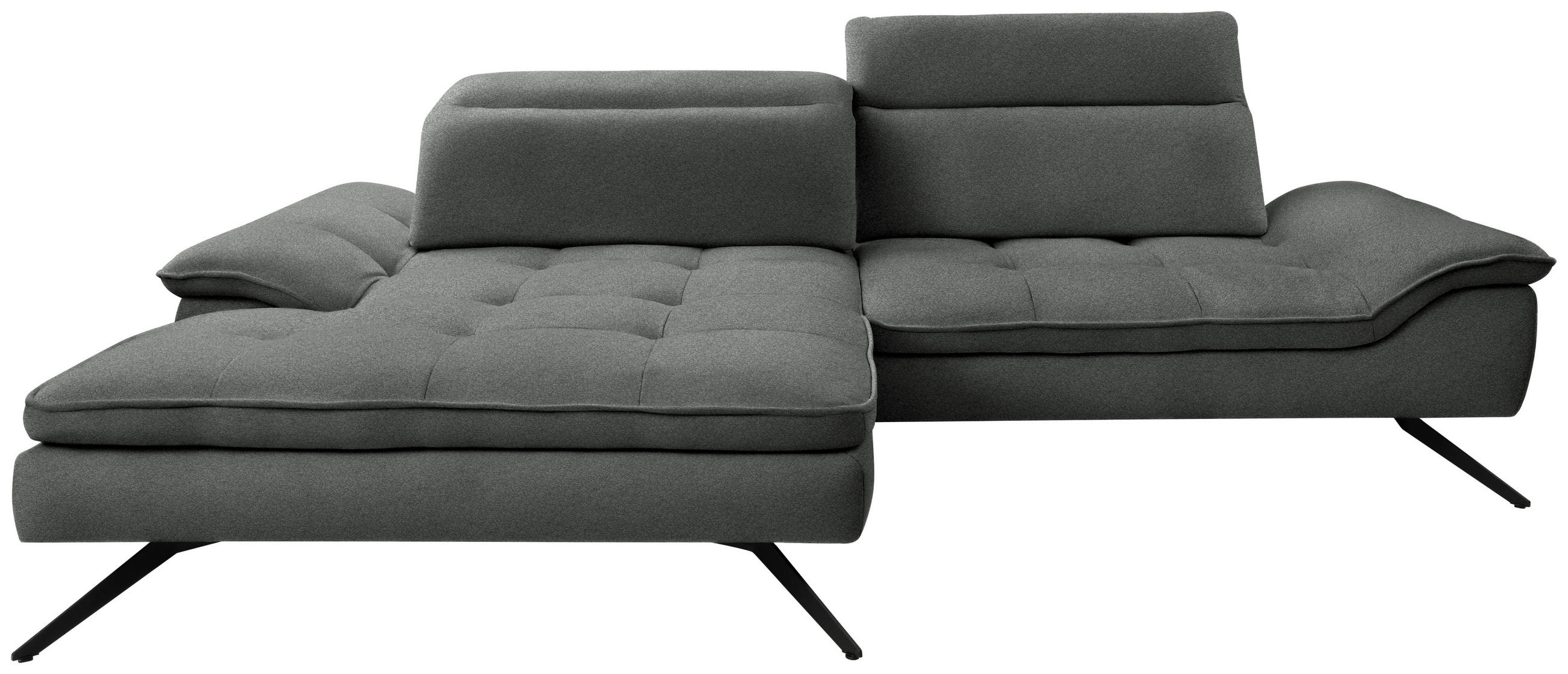 ECKSOFA in Chenille Anthrazit  179-202/288 cm  - Anthrazit/Schwarz, Design, Textil/Metall (179-202/288cm) - Stylife