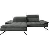 ECKSOFA in Chenille Anthrazit  - Anthrazit/Schwarz, Design, Textil/Metall (179-202/288cm) - Stylife