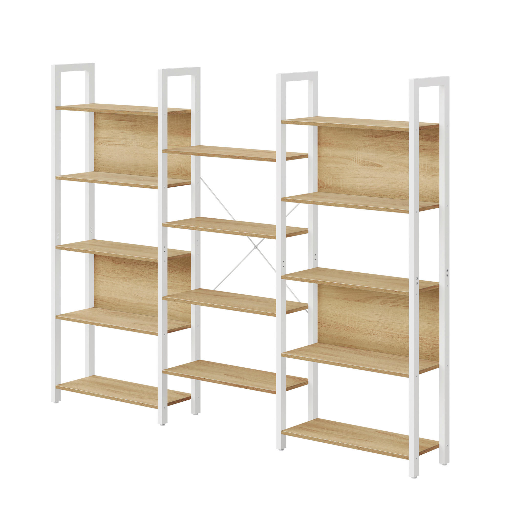 BÜCHERWAND Weiß, Eichefarben  - Eichefarben/Weiß, Trend, Holzwerkstoff/Metall (158/166/24cm) - Boxxx