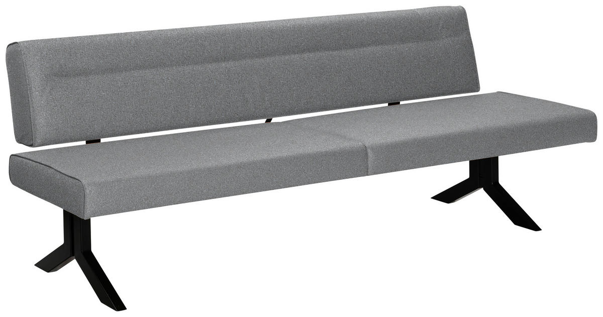 SITZBANK in Metall, Textil Hellgrau  - Hellgrau/Schwarz, Konventionell, Textil/Metall (220/87/70-86cm) - Moderano