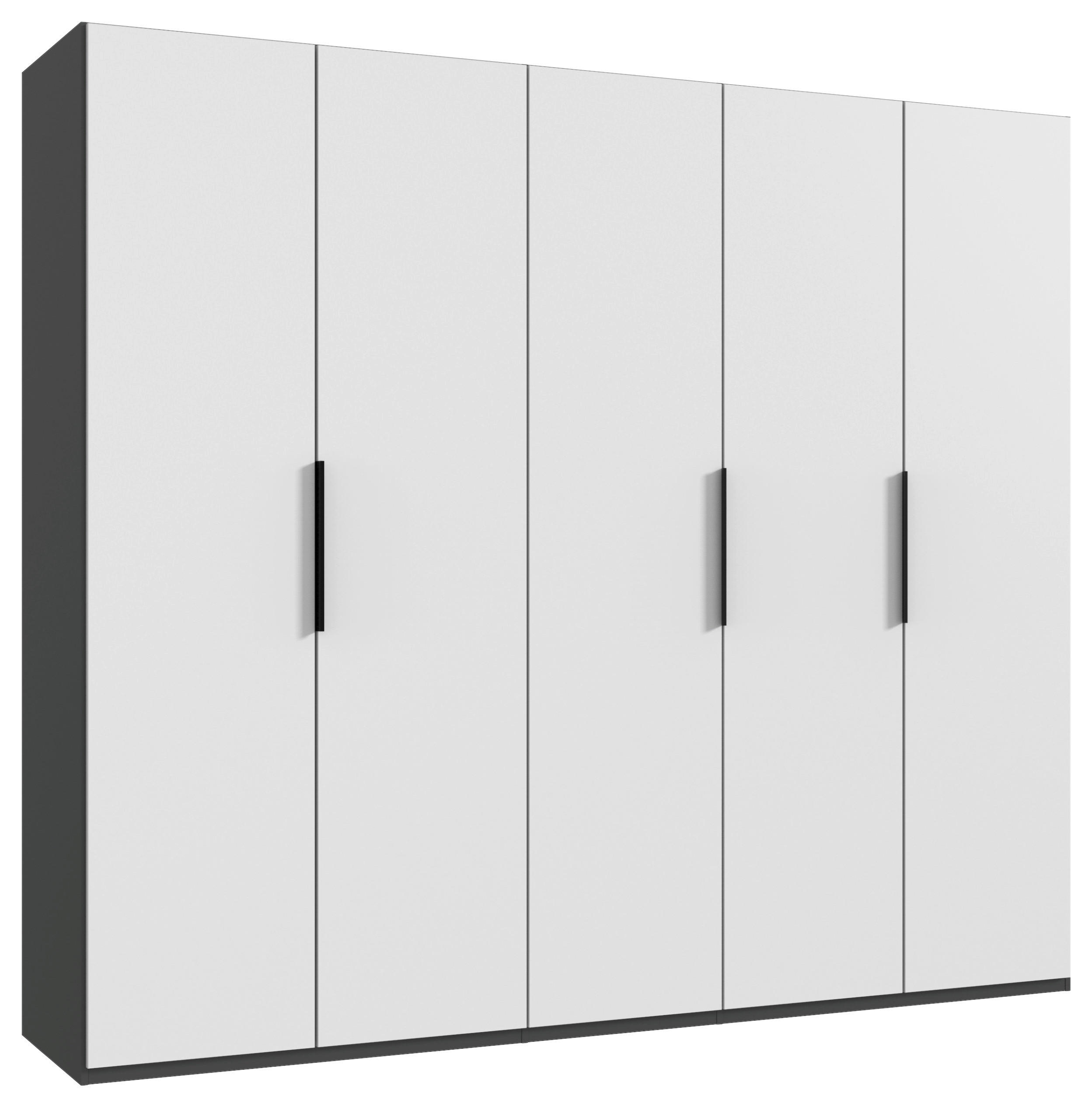 DREHTÜRENSCHRANK in Graphitfarben, Weiß  - Schwarz/Graphitfarben, KONVENTIONELL, Holzwerkstoff/Metall (250/236/58cm) - Hom`in