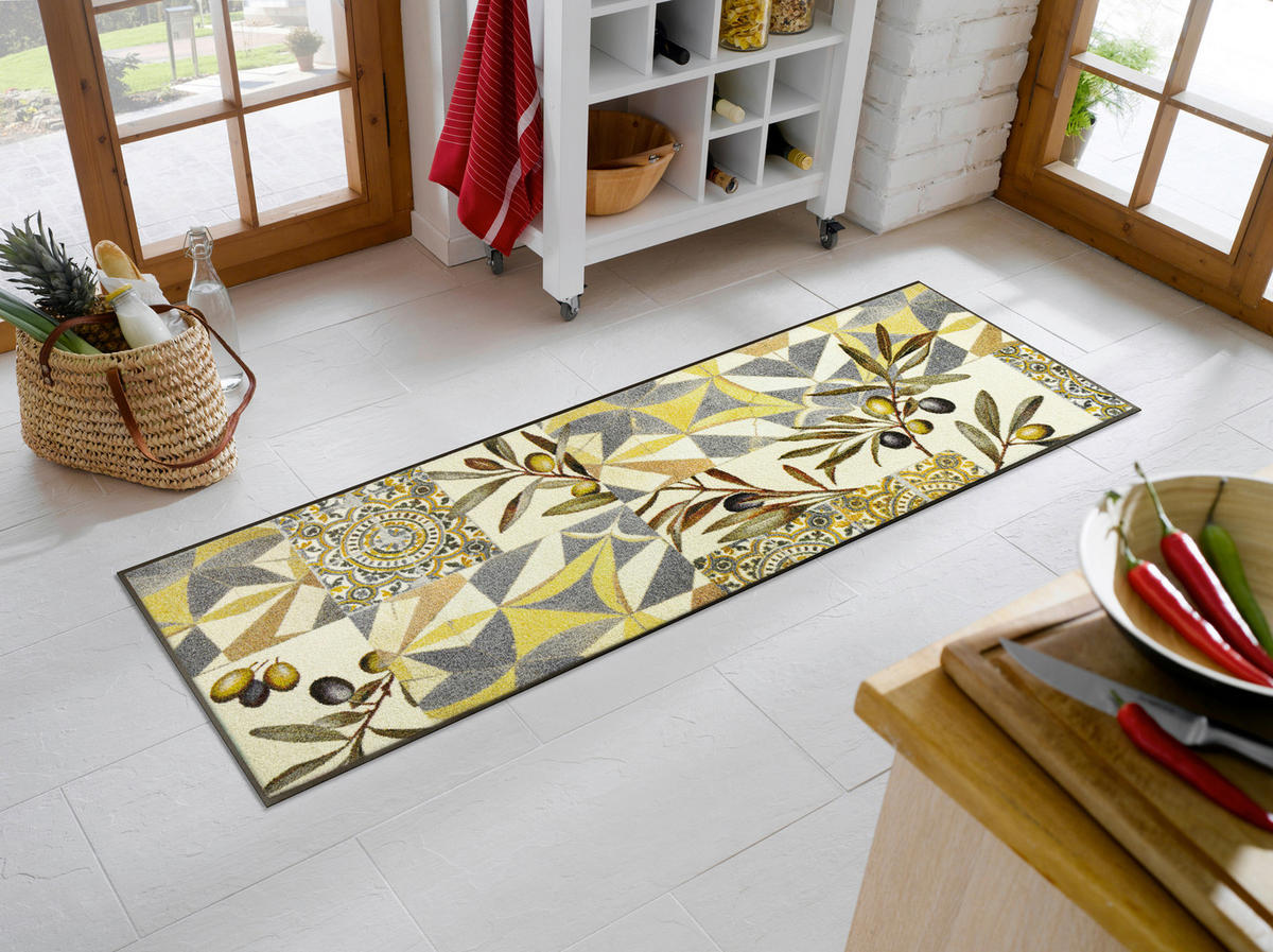 LÄUFER 60/180 cm Citrus Ceramics Beige  - Beige, Trend, Kunststoff/Textil (60/180cm) - wash+dry