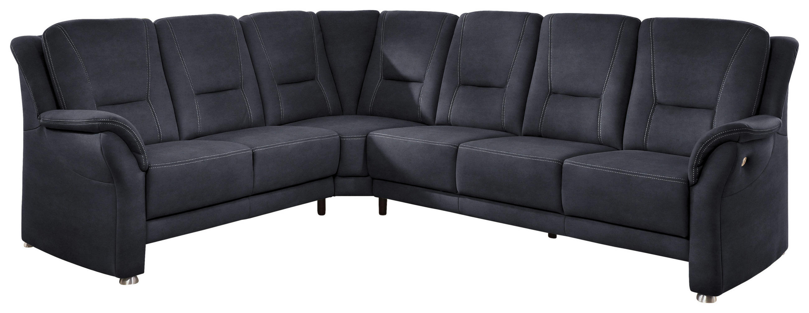 ECKSOFA in Mikrofaser Dunkelblau  223/275 cm  - Beige/Alufarben, KONVENTIONELL, Textil/Metall (223/275cm) - Beldomo Comfort