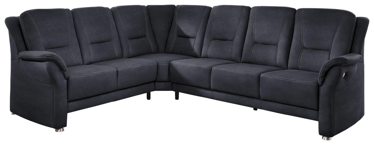 ECKSOFA in Mikrofaser Dunkelblau  - Beige/Alufarben, Konventionell, Textil/Metall (223/275cm) - Beldomo Comfort