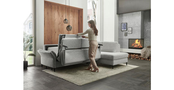 ECKSOFA  in Webstoff Ecru  - Ecru/Schwarz, KONVENTIONELL, Textil/Metall (277/201cm) - Dieter Knoll