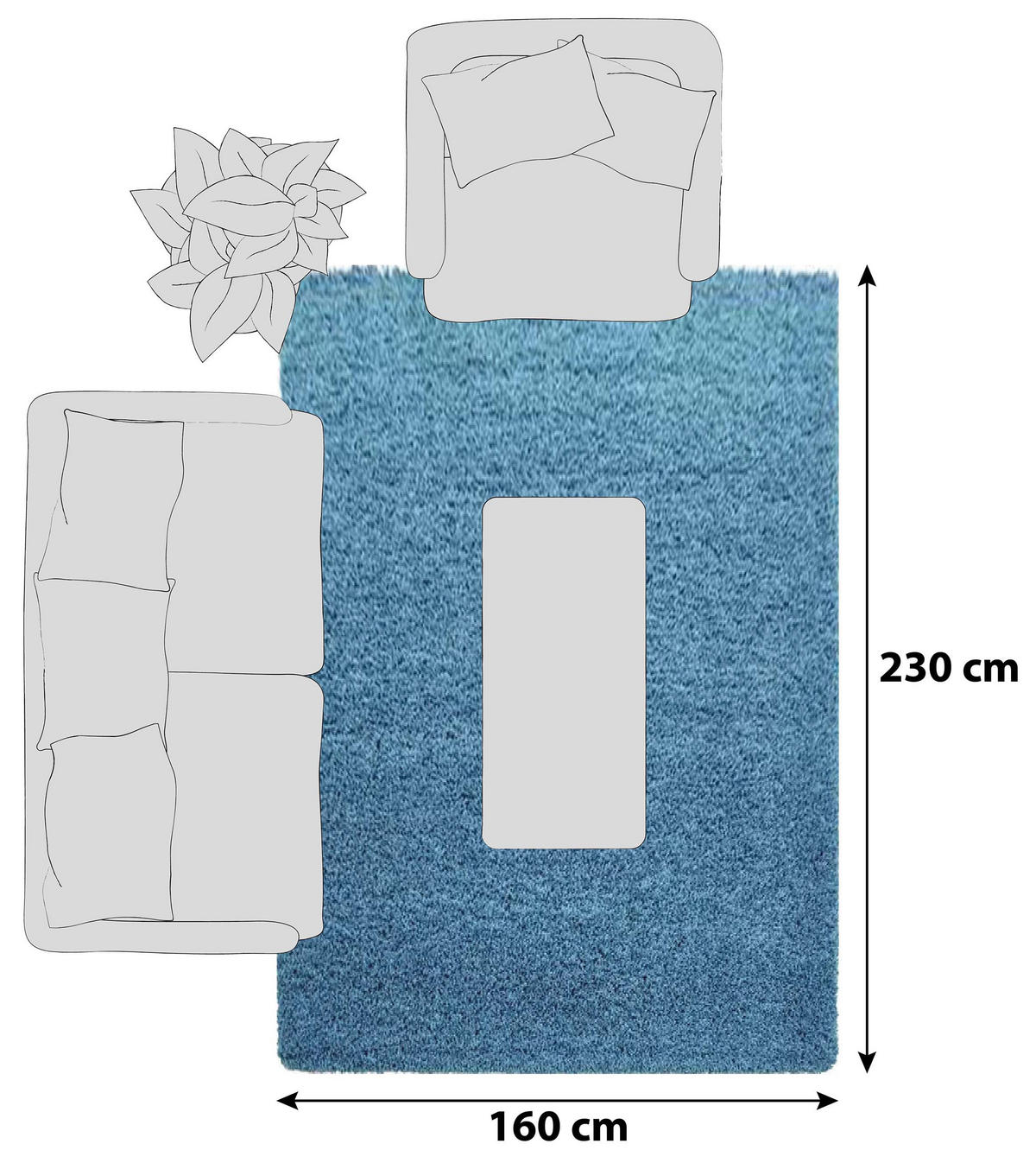 KOBEREC S VYSOKÝM VLASEM, 160/230 cm, tyrkysová - tyrkysová, Konvenční, textil (160/230cm) - Novel