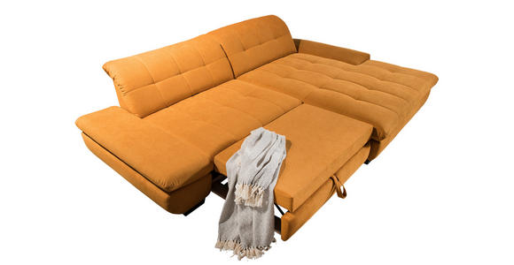 ECKSOFA Currygelb Mikrofaser  - Currygelb/Schwarz, Design, Textil/Metall (290/198cm) - Xora