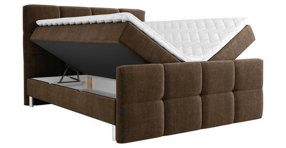 BOXBETT 180/200 cm in Dunkelbraun - Chromfarben/Dunkelbraun, Design, Holz/Holzwerkstoff (180/200cm) - Esposa
