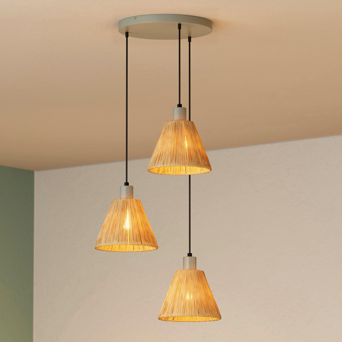 HÄNGELEUCHTE 43/125 cm  - Natur, Naturmaterialien/Metall (43/125cm) - Osram