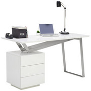 SCHREIBTISCH - Edelstahlfarben/Weiß, Design, Holzwerkstoff/Metall (140/76/60cm) - Novel